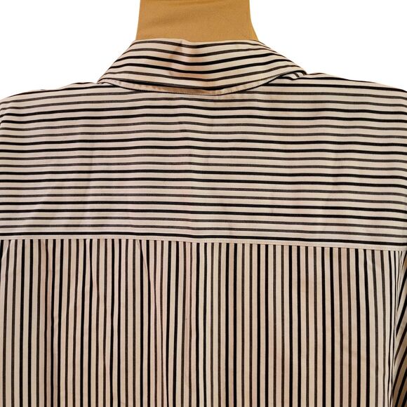 Foxcroft 20W Non-Iron Button Up Shirt Black White Gray Chevron Long Sleeve - Picture 5 of 6